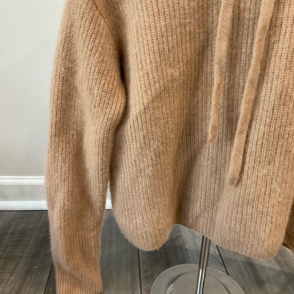 Quince Soft Ribbed 100% Cashmere Hoodie in Camel - Picture 3 of 7